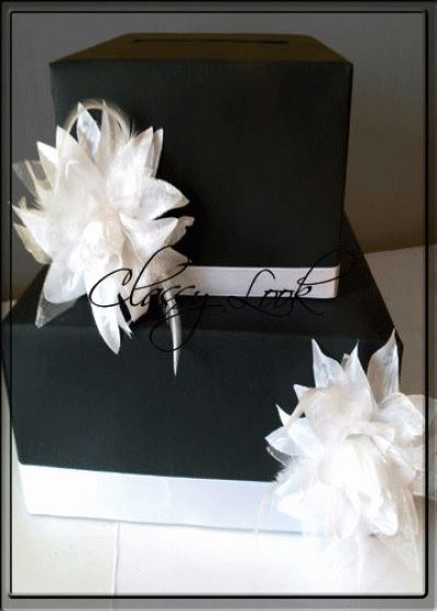 Сватбена кутия за пари в черно- модел Black and White